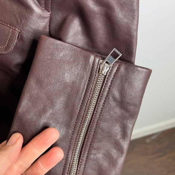 Madewell $625 Sherpa-Collar Asymmetric Zip-Front Jacket in Leather Size M NS382 - Picture 7 of 14